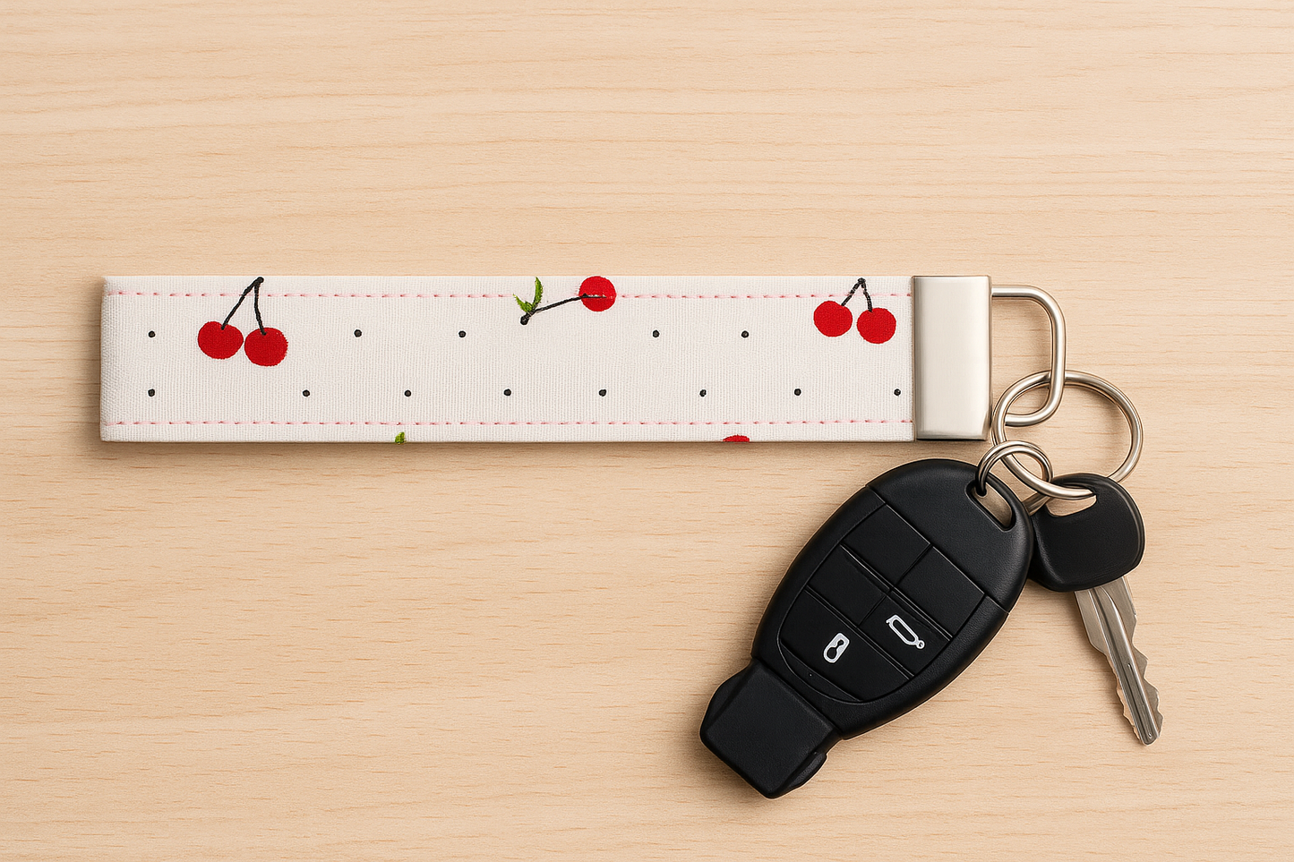 Classic Cherry Dot Wristlet