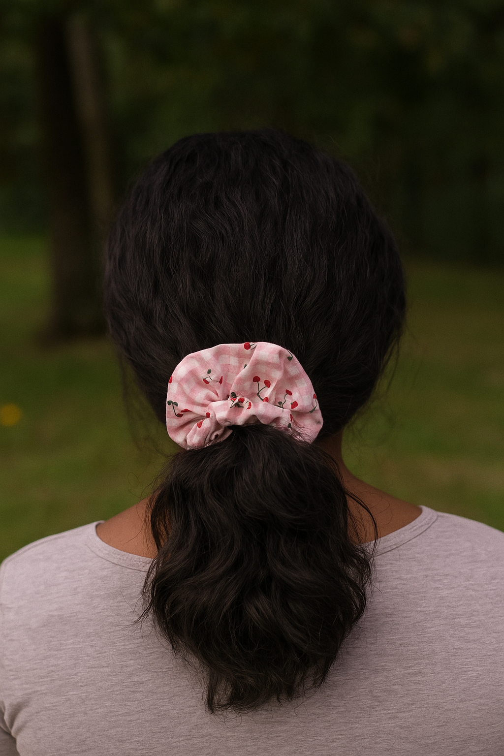 Jersey Net Fabric Pink Gingham & Cherry's