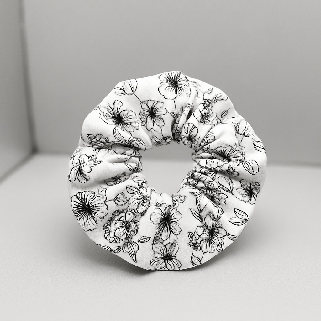 Cotton White & Black Floral