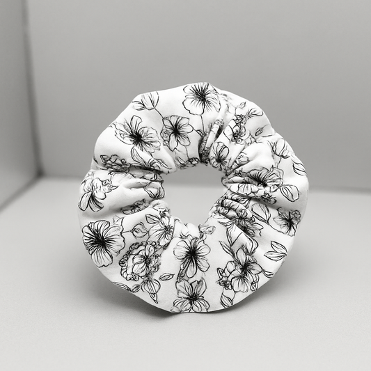 Cotton White & Black Floral