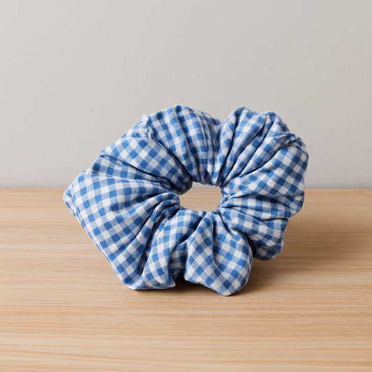 Cotton Small White & Blue Gingham