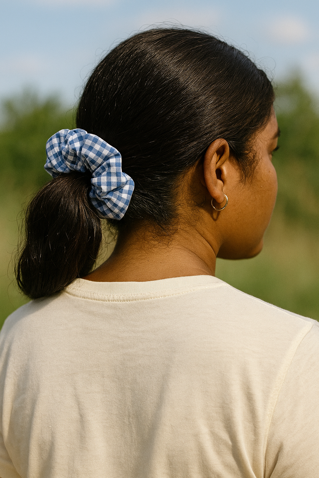 Cotton Small White & Blue Gingham