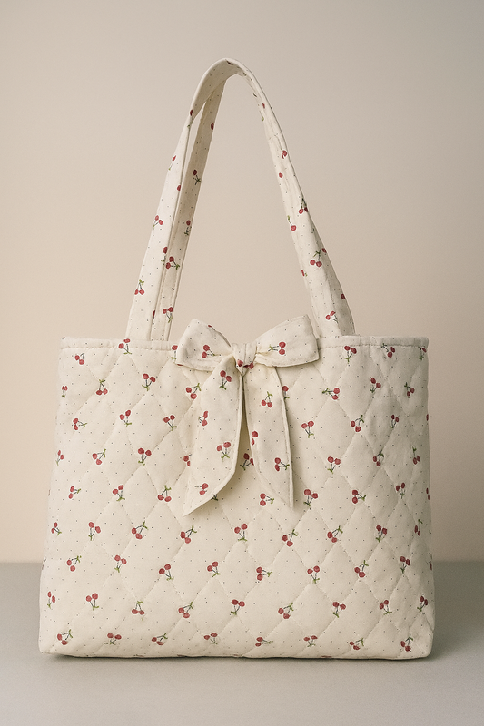 Cherry Blossom Quilted Tote – Large